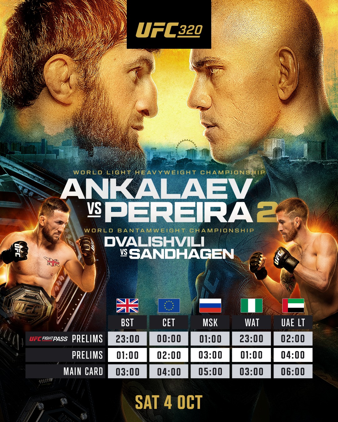 UFC 320: Ankalaev vs Pereira 2 | WYNIKI NA ŻYWO
